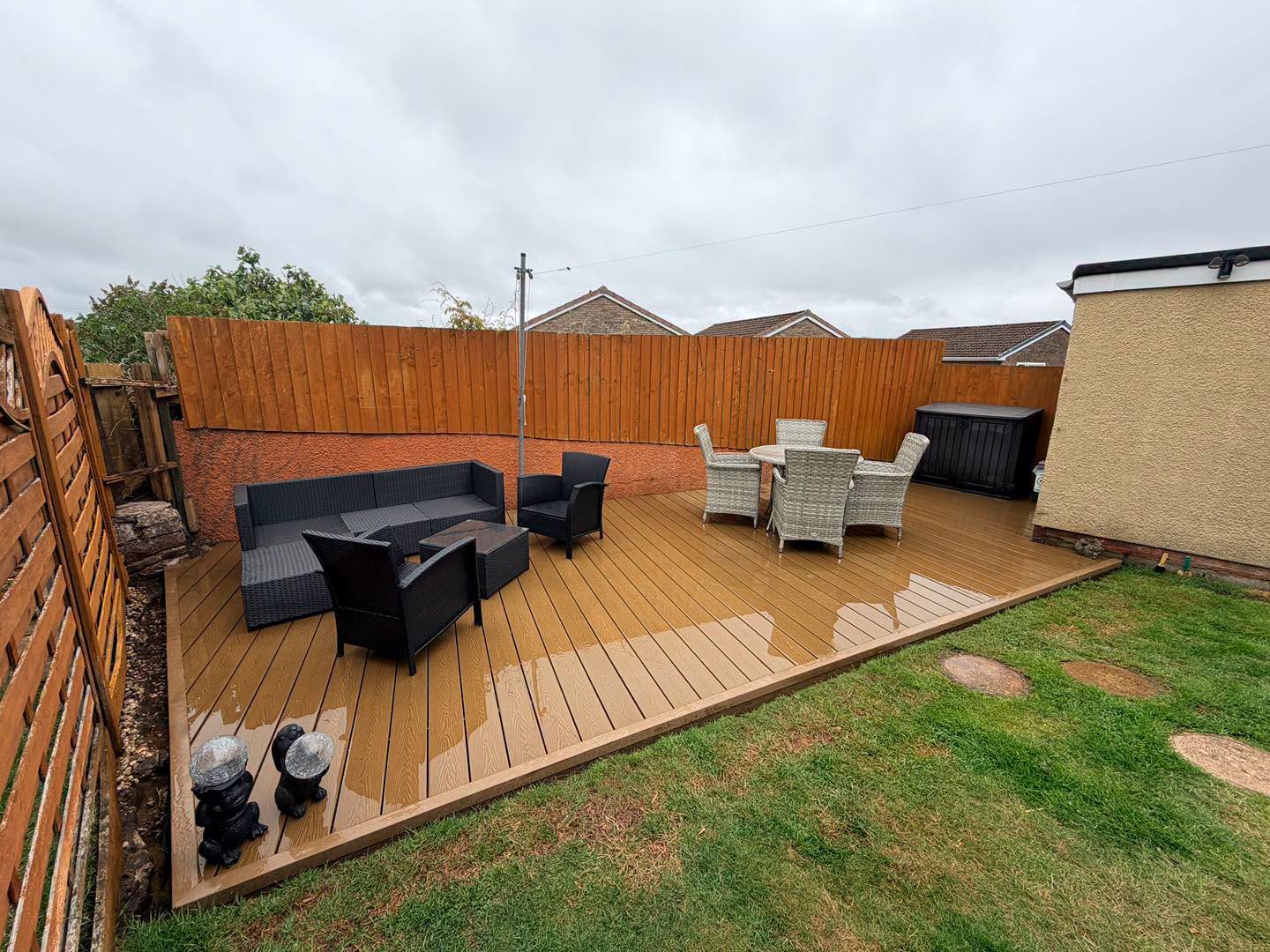 Completed fencing and landscaping project in South Wales